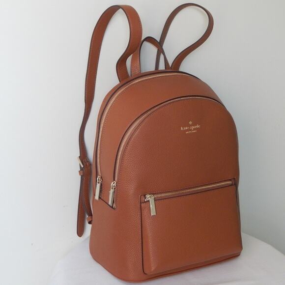 NWT Kate Spade New York LENA Leather Zipper Closure Top Handle Brown Backpack - Picture 2 of 13